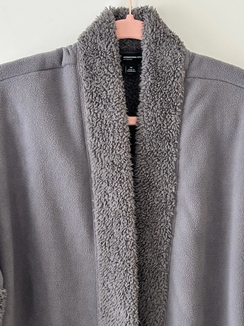 INC International Concepts Intimates Gray Sherpa Fleece Lounge Jacket